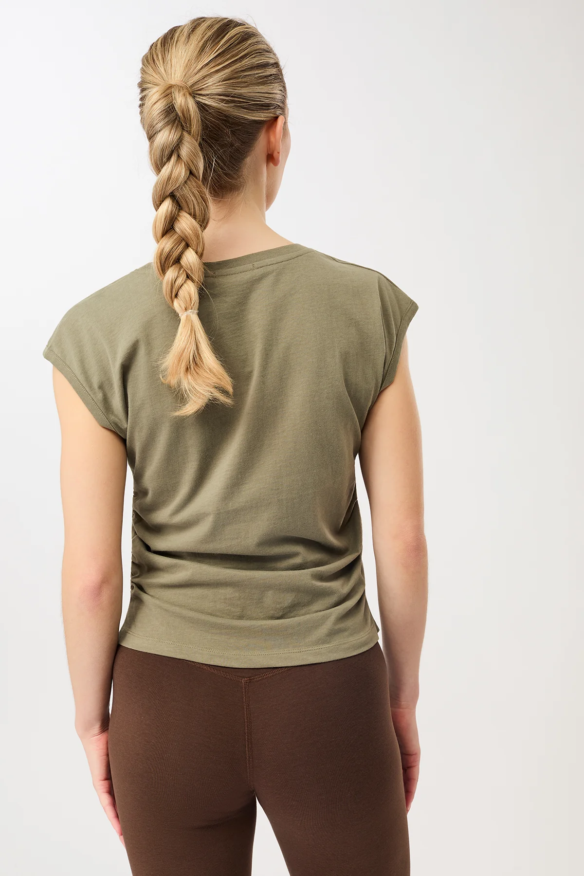 Mandala Side Ruffled Top - Khaki-2