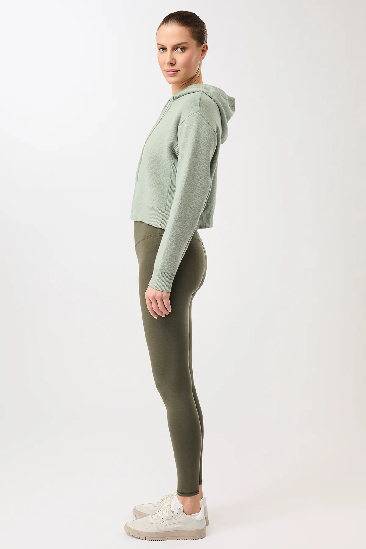 Mandala Knitted Hoodie Jacket - Desert Green-3