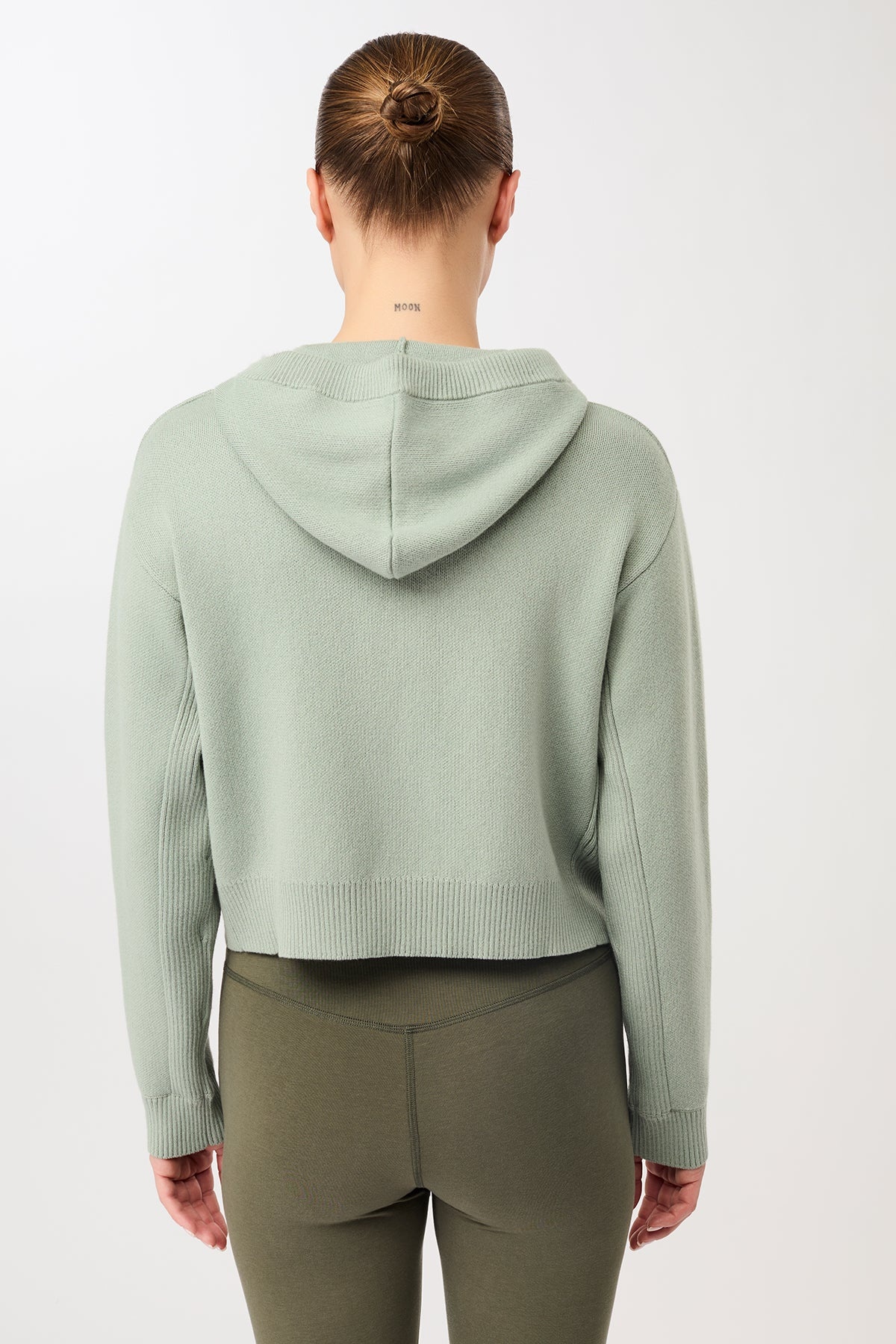 Mandala Knitted Hoodie Jacket - Desert Green-2