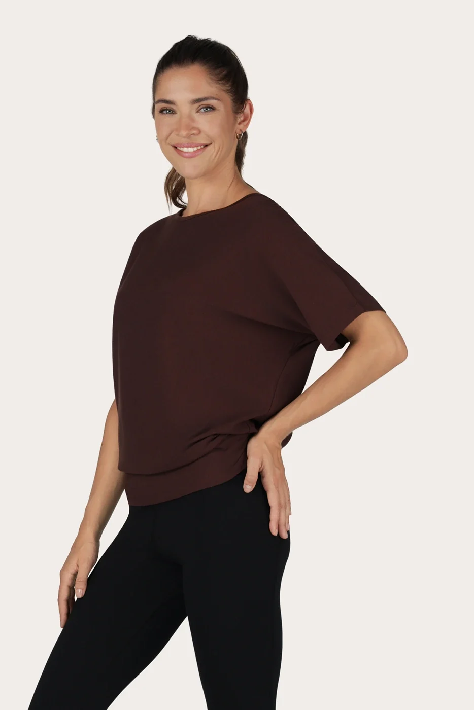 Urban Goddess Budhi Short Sleeve Top - Cacao-3