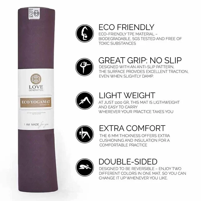Love Generation Eco Yogamat - Paars-5