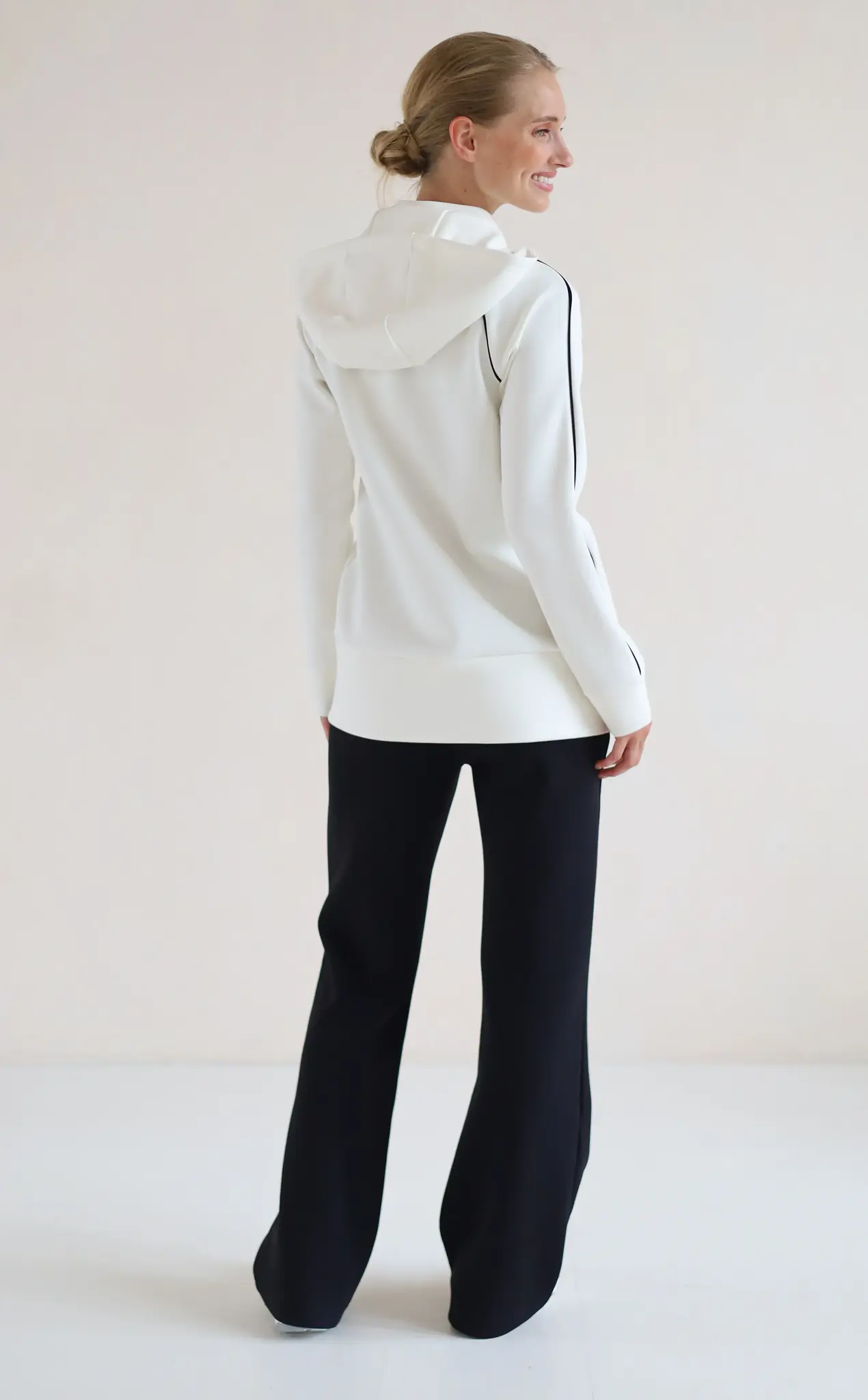 House of Gravity Contrast Hoodie Cardigan - Off-White Marble-2