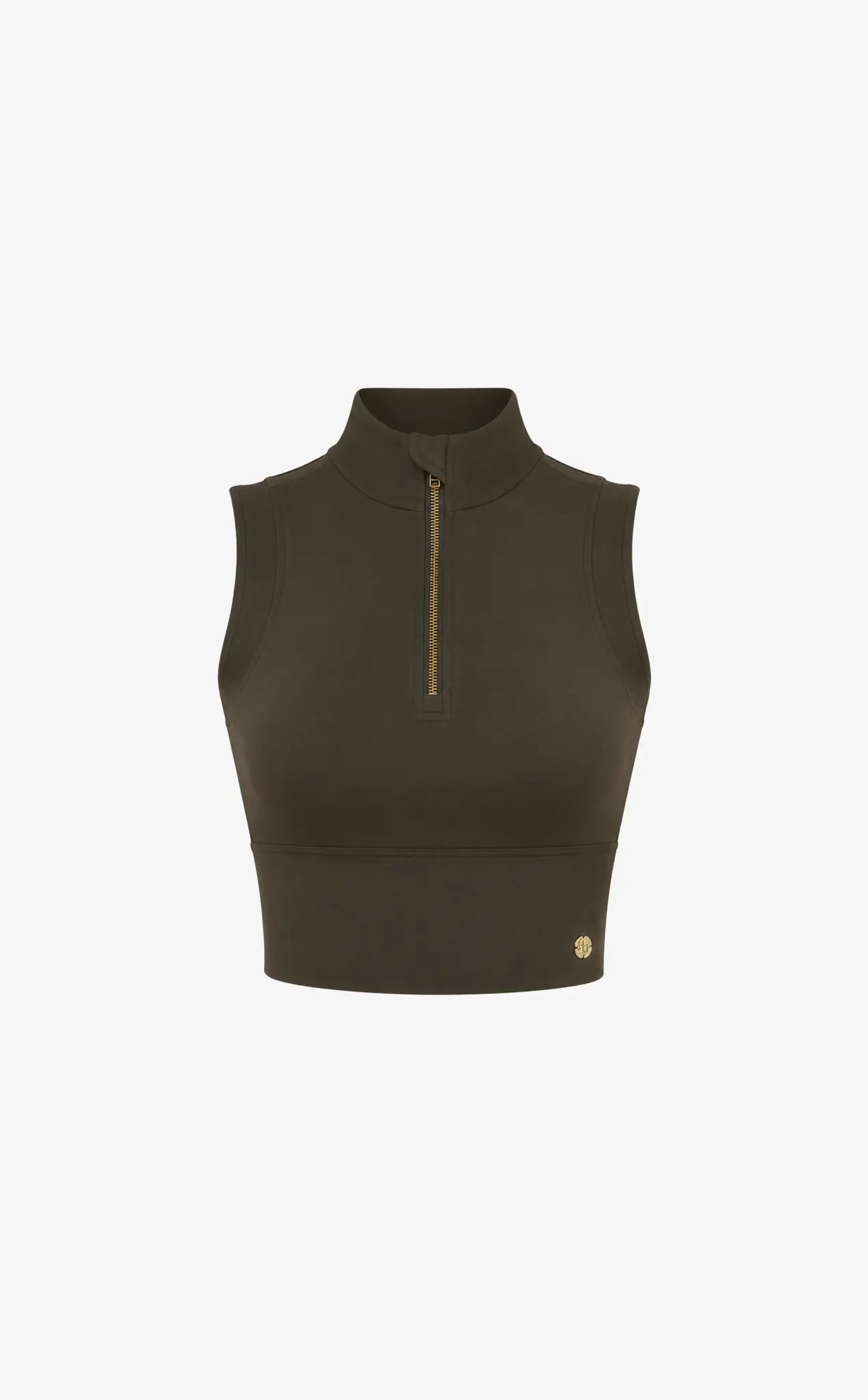 House of Gravity Turtle Zipper Crop Top - Olivine Green-6