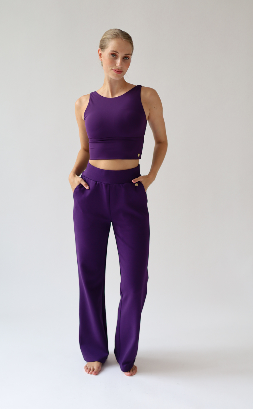 House of Gravity Wide Leg Trouser - Deep Plum Amethyst-1