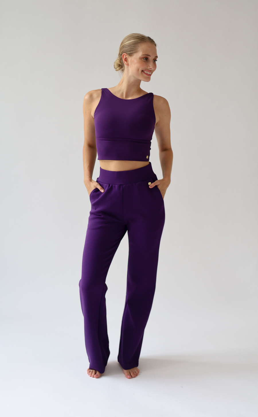 House of Gravity Wide Leg Trouser - Deep Plum Amethyst-3