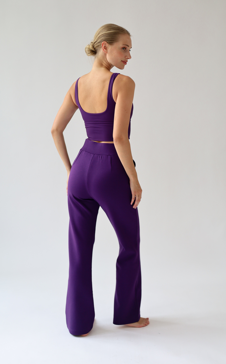 House of Gravity Wide Leg Trouser - Deep Plum Amethyst-4