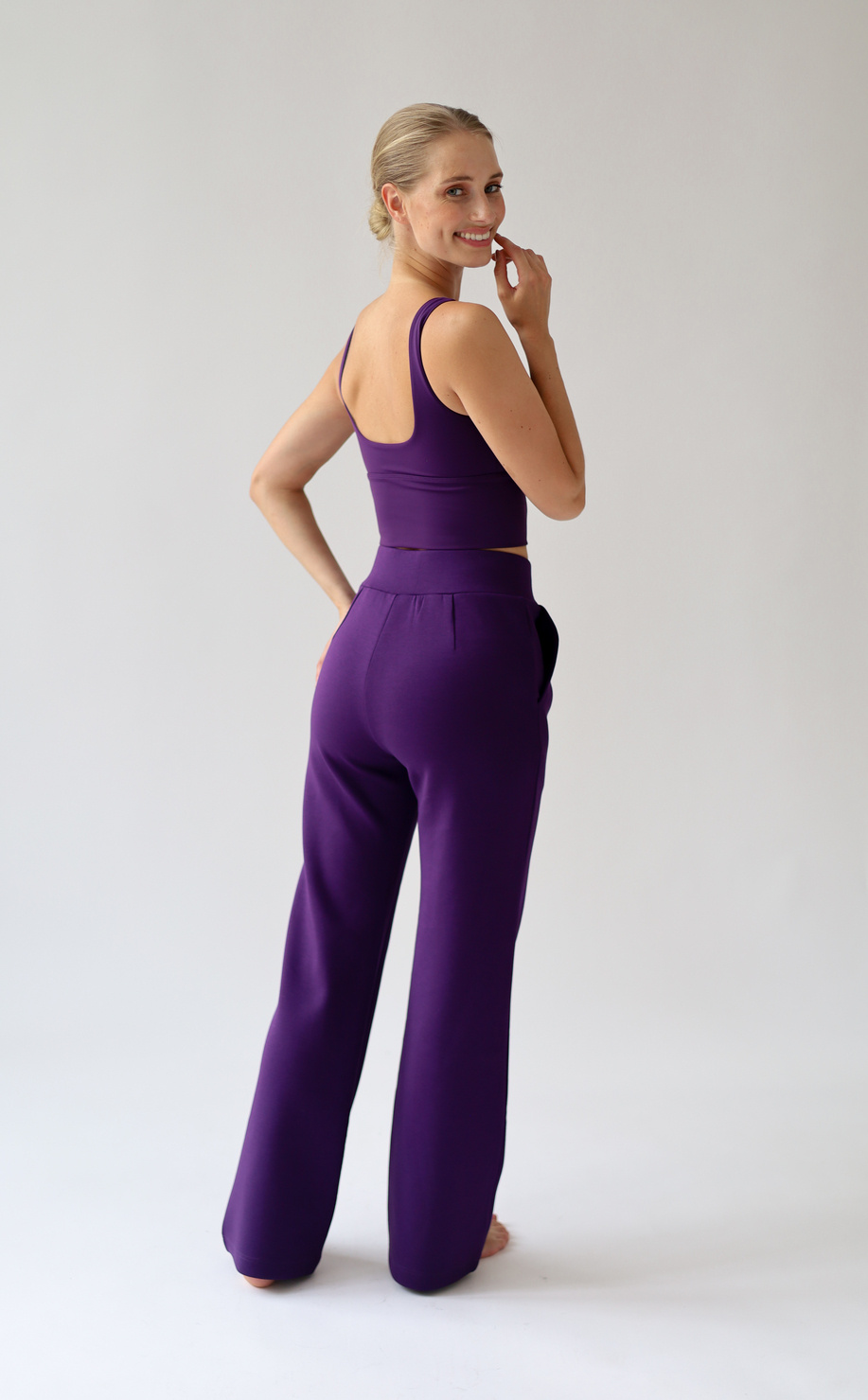 House of Gravity Wide Leg Trouser - Deep Plum Amethyst-2