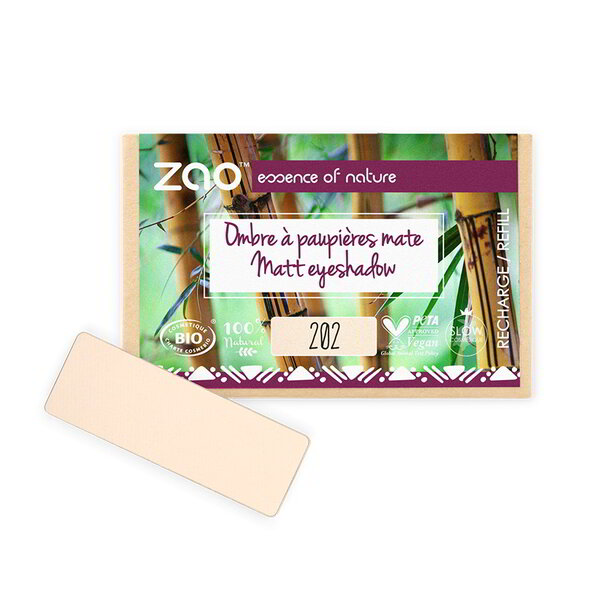 ZAO Skincare & Make-up  Nachfüll-Lidschatten „Parelmoer“ 202 Brown Beige, quadratisch