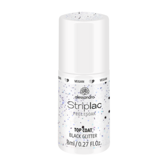 Striplac  Topcoat Black Glitter  8ml