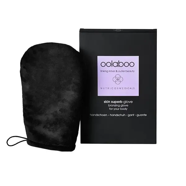 Oolaboo organic skin superb silky bronzing Selbstbräunungsspray mit Handschuh