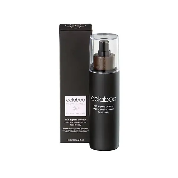 Oolaboo organic skin superb silky bronzing Selbstbräunungsspray mit Handschuh