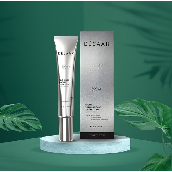 Decaar  Youth elixer sunceme SPF 50 - 50ml  - anti rimpels - anti age - bevat Perfluor carbon