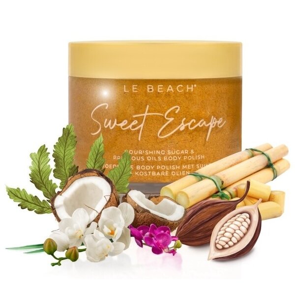 Le Beach Sugar Skin polish  shimmer bodyscrub - lichaamsscrub met gouden glans 280ml