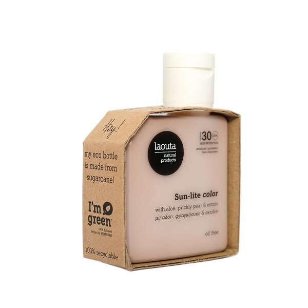 LAOUTA NATURAL  PRODUCTS Sun-Lite Ölfreie Gesichtssonnencreme LSF 30 Farbe - 50ml - getönte Sonnencreme für das Gesicht