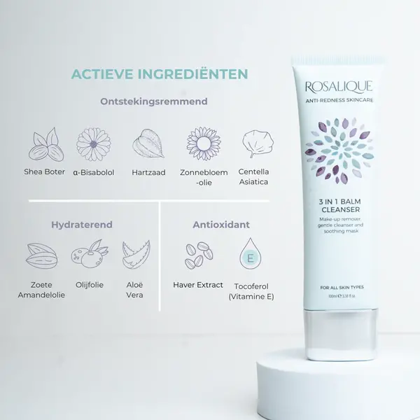 Rosalique Rosalique 3 in 1 Balsem Cleanser - gezichtreiniger voor demeest gevoelige huid met couperose en rosacea