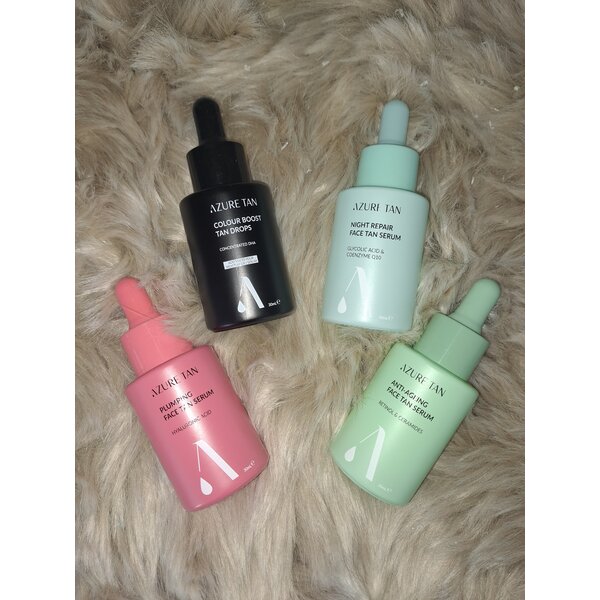 Azure Tan Selftanning Serum voordeelset met 4 verschillende huidverbeternde serums 4x50ml