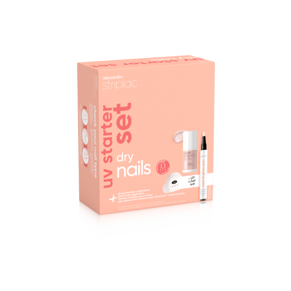 Alessandro Striplac UV Colour Startersset Dry nails - totaal pakket met alles wat je nodig hebt - geschikt voor droge nagels