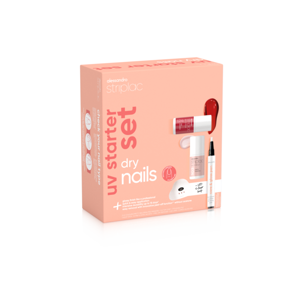 Alessandro Striplac UV Colour Luxus-Set „Dry Nails“ – Komplettpaket mit allem, was du brauchst – geeignet für trockene Nägel