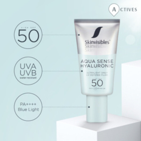 Skinvisibles Aqua Sense SPF 50 Hydrating - hydraterende zonbescherming voor een vochtarme huid 50ml