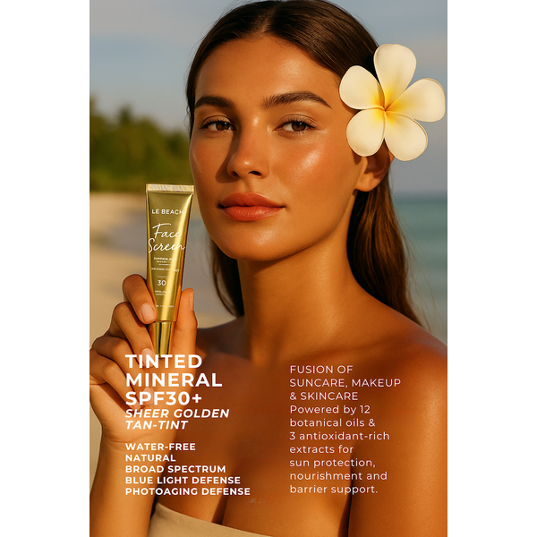Le Beach Face screen Golden tan glow spf 30 - Getinte zonbescherming voor het gezicht - geschikt voor ieder huidtype  50ml