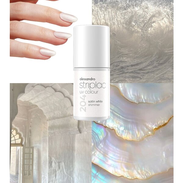 Alessandro Striplac UV Colour 204 Satin White Shimmer 6.5ml