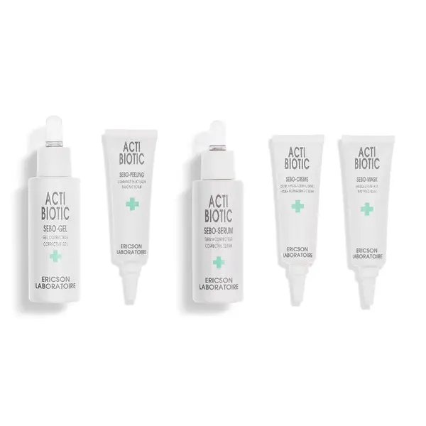 Ericson Laboratoire  Acti Biotic Sebo totaal set 5st  - met deze 5 producten verzorg jij de onzuivere, vette en acne huid als de beste.