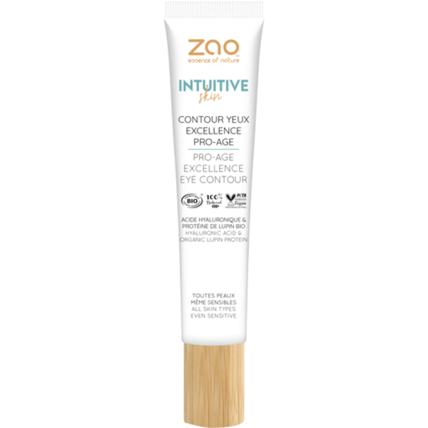 ZAO Skincare & Make-up  Intuitive Excellence Pro age eye contour creme- verzorg je ooghuid met deze 100% natuurlijke oogcreme.  Het vermindert rimpeltjes, wallen en krijgen rondom de ogen  15ml