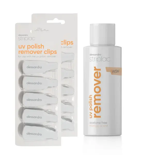 Alessandro Striplac  Soak  off Duo – Flüssigkeit + Clips – praktisches Duo zum schnellen Entfernen deines Striplac-Nagellacks