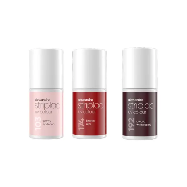 Alessandro Striplac UV Colour  Bestseller trio - nude kleur - intens rood - donker bruin