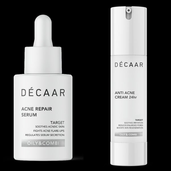 Decaar  Anti-Acne Duo serum + creme - serum en dagcreme in een voordeelset - speciaal voor de onzuivere en acne huid - zuiver, kalmeert en herstelt, antibacterieel