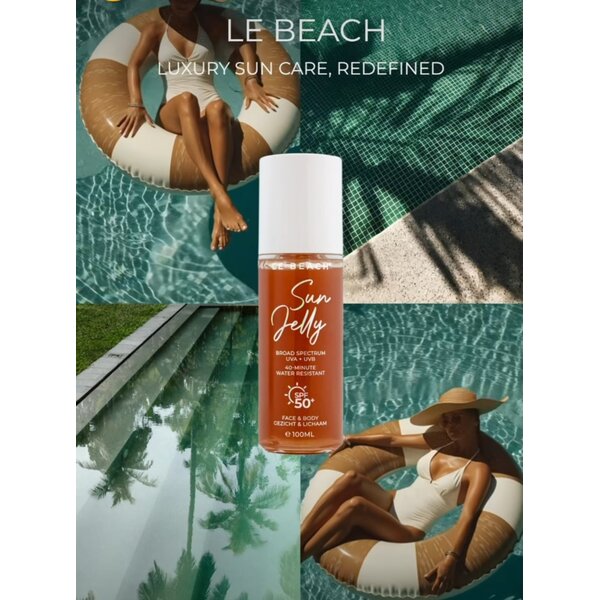 Le Beach Sunjelly SPF50+ zonnebrand voor gezicht en lichaam - niet vet, trekt snel in - een van Viva Donns's favorites 100ml