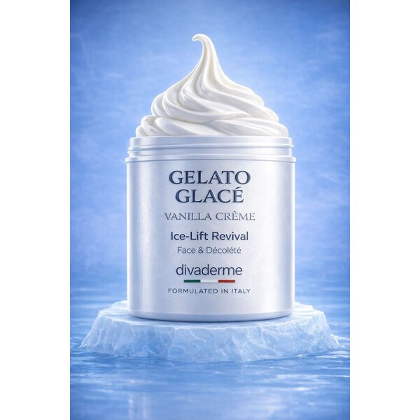 Divaderme Gelato glace creme Lemon Vanille - gezichtscreme die verkoelend werkt en huidverbetering geeft - heeft een heerlijke vanille ijs  geur.