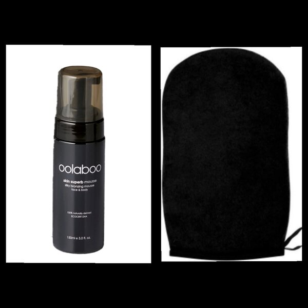 Oolaboo organic skin superb silky bronzing zelfbruiner mousse met Glove