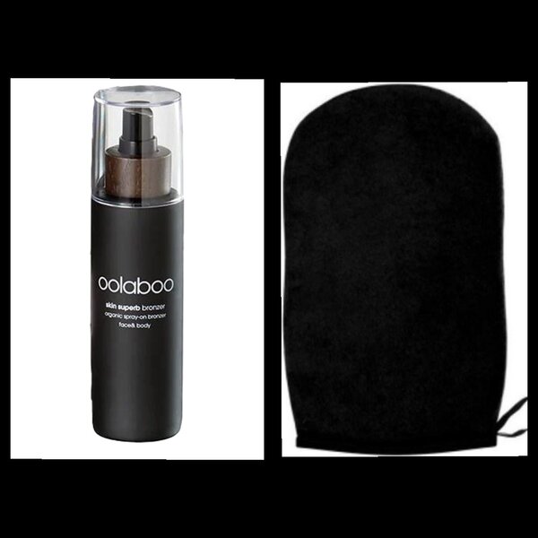 Oolaboo organic skin superb silky bronzing Selbstbräunungsspray mit Handschuh