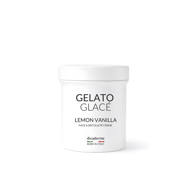 Divaderme Gelato glace creme Lemon Vanille - gezichtscreme die verkoelend werkt en huidverbetering geeft - heeft een heerlijke vanille ijs  geur.