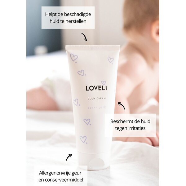Loveli Body cream Poppy Love - Voedende en verstevigende lichaamsverzorging voor baby's en zwangeren 200ml