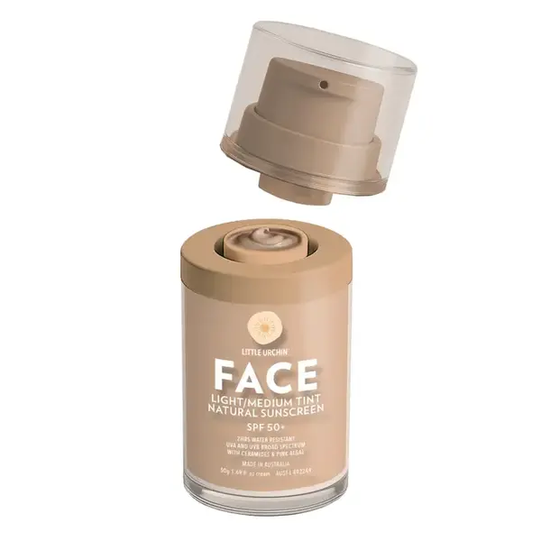 Little Urcrin Natuurlijke Zonnebrand Tinted SPF 50+ - getinte zonbescherming voor het gezicht - BB cream