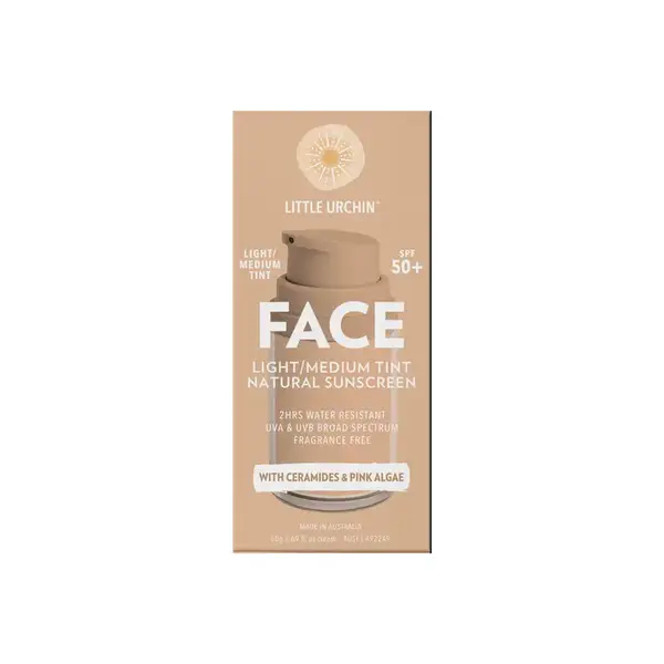 Little Urcrin Natürlicher getönter Sonnenschutz SPF 50+ – getönter Sonnenschutz für das Gesicht – BB-Creme