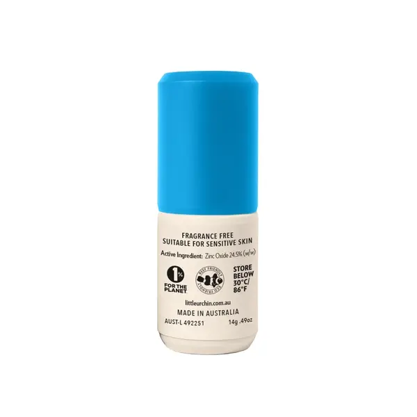 Little Urcrin Natural Blue Coloured Zinc Stick  SPF 50+ - blauw getinte zonnebrand stick - gemakkelijk mee te nemen 14gr