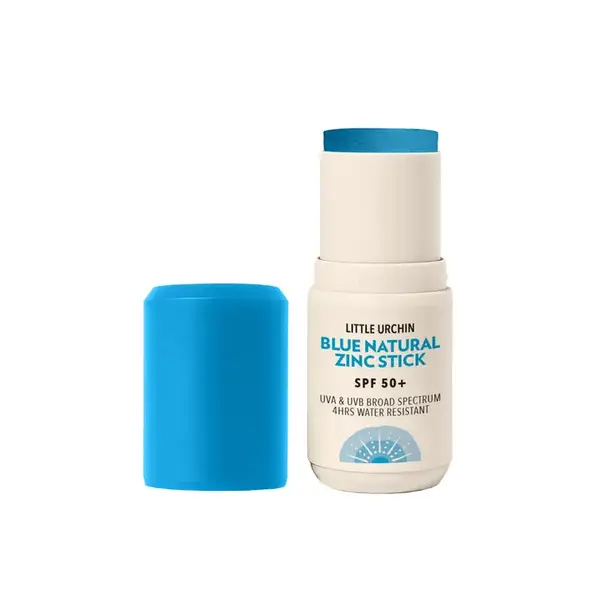 Little Urcrin Natural Blue Coloured Zinc Stick  SPF 50+ - blauw getinte zonnebrand stick - gemakkelijk mee te nemen 14gr