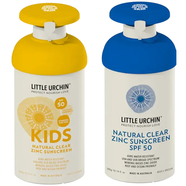 Little Urcrin DUO Natural Clear Zink LSF 50  + Kids LSF 50 – 2 x 300 ml – Vorteilspackung – für Kinder und Erwachsene – Großpackung
