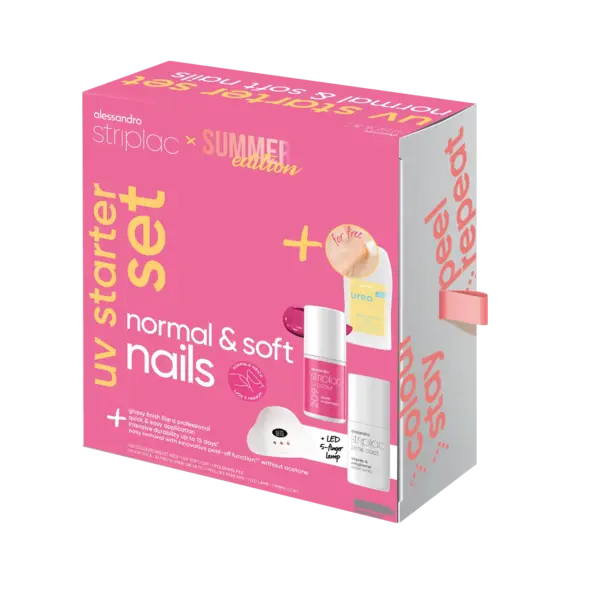 Alessandro Striplac UV Colour Starter-Set  Sommeredition für normale und weiche Nägel – enthält alles, was du für schöne Striplac-Nägel brauchst – mit einem wunderschönen rosafarbenen Nagellack
