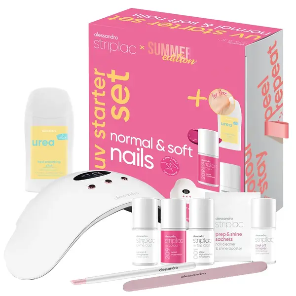 Alessandro Striplac UV Colour Starter-Set  Sommeredition für normale und weiche Nägel – enthält alles, was du für schöne Striplac-Nägel brauchst – mit einem wunderschönen rosafarbenen Nagellack