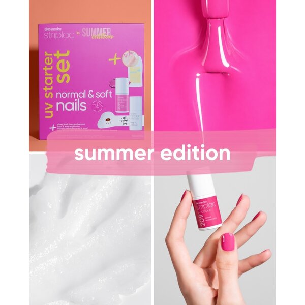 Alessandro Striplac UV Colour Starter-Set  Sommeredition für normale und weiche Nägel – enthält alles, was du für schöne Striplac-Nägel brauchst – mit einem wunderschönen rosafarbenen Nagellack