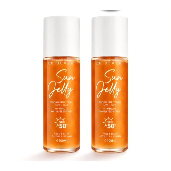 Le Beach Sunjelly SPF50+ Vorteilspack Sonnencreme für Gesicht und Körper – nicht fettend, zieht schnell ein – einer der Favoriten von Viva Donn, 100 ml – Copy
