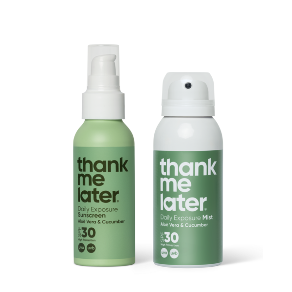 Thank Me Later Sonnencreme LSF 30 Aloe Vera & Gurke DUO – Creme und Sprühcreme – Sonnenschutz für Erwachsene und Kinder