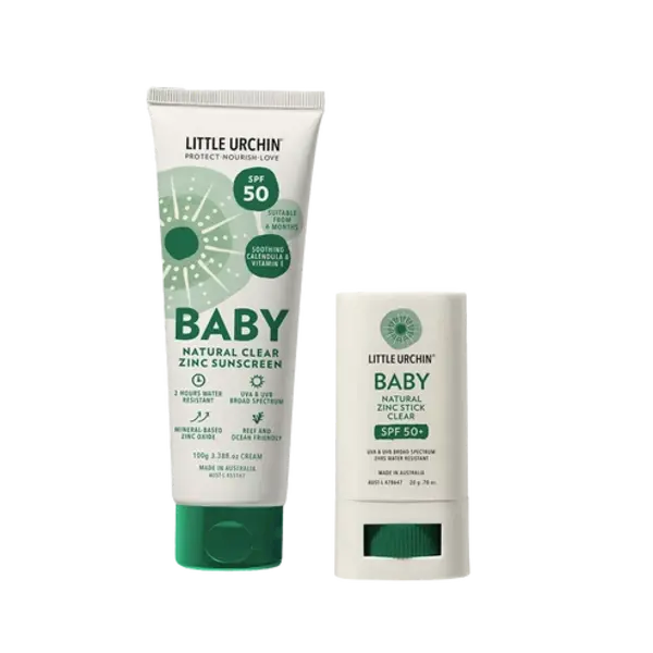 Little Urcrin Natürliche Sonnencreme  For Baby Natural Clear Zink LSF 50 DUO  – der beste Sonnenschutz für Babys  mit natürlichem Sonnenschutzfilter  – Copy