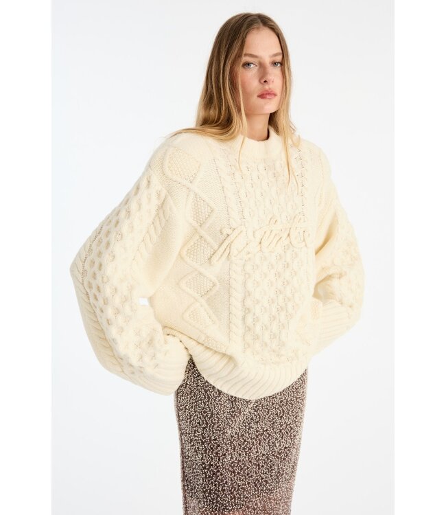 rotate knit cable crew neck rotate