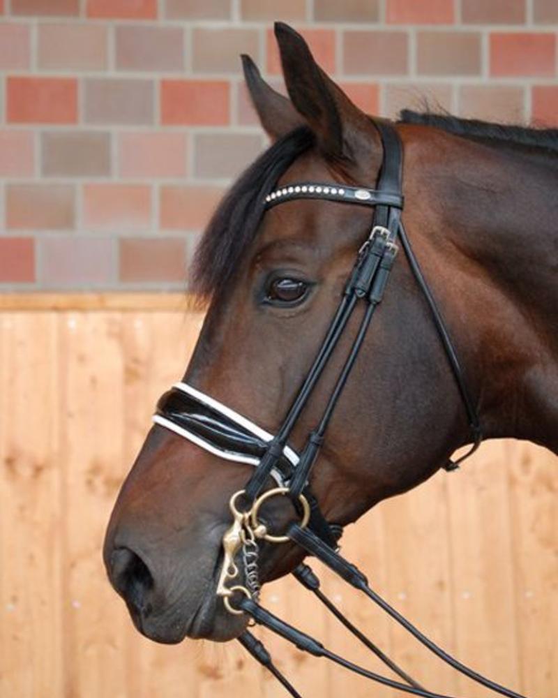 Dy'on Dy'on DR Large Crank Noseband Double Bridle Pattent Black/White