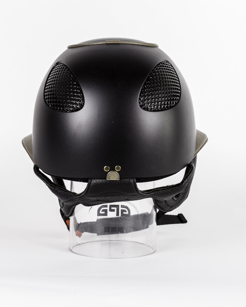 GPA GPA First Lady 2X Matte Black Leather Visor & Piping Taupe Gold Grit
